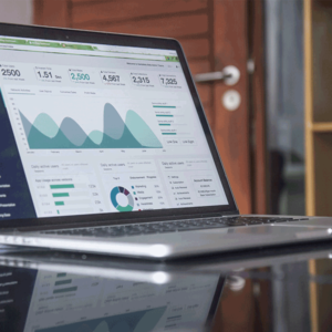 Laptop displaying generic data use as a visual example of strategy planning