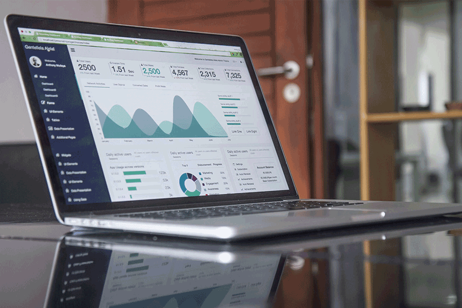 Laptop displaying generic data use as a visual example of strategy planning for building you brand, Professional Website Designer, How to Design a Website